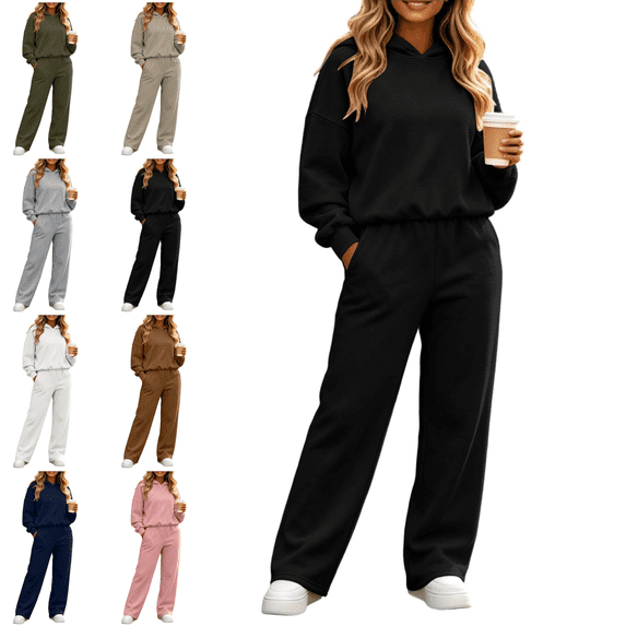 Mifsaly 2 Piece Lounge Set Women Oversized Hoodies and Baggy Sweatpants with Pockets Fall Winter Fashion Causal Travel Matching Outfits
