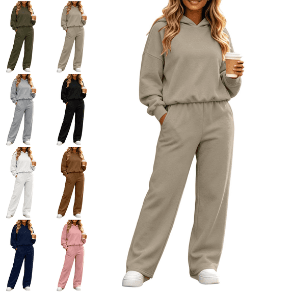 Mifsaly 2 Piece Lounge Set Women Oversized Hoodies and Baggy Sweatpants with Pockets Fall Winter Fashion Causal Travel Matching Outfits