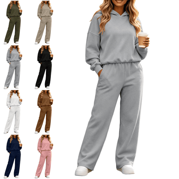 Mifsaly 2 Piece Lounge Set Women Oversized Hoodies and Baggy Sweatpants with Pockets Fall Winter Fashion Causal Travel Matching Outfits