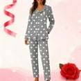 thumbnail image 1 of Mifsaly 2 Piece Pajama Set for Women Valentine Pajamas Matching Outfits Polka-Dot Homewear Button Down Sleepwear Loose Sleep Pants Spring Fall Pjs M, 1 of 7