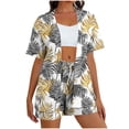 thumbnail image 1 of Mifsaly 2 Piece Sets for Women Summer Vacation Matching Outfits Tropical Print Open Front Oversized Cardigans Elastic Waist Drawstring Beach Shorts 2026 Casual Travel Fashion Clothing, 1 of 7