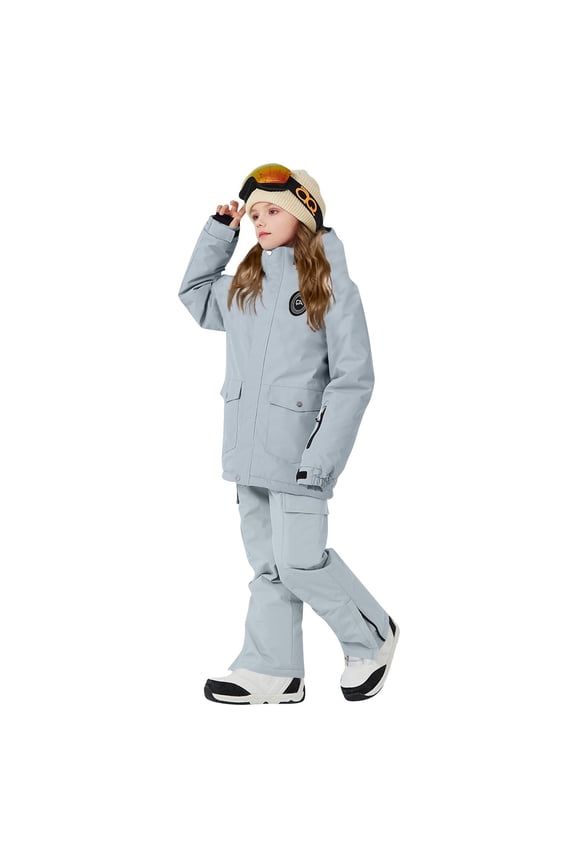 2 Piece Snowsuits for Girls Boys Insulated Waterproof Windproof Ski Suit Teen Thicken Warm Snow Suits Sets Kids Outdoor Winter Snowboarding Matching Outfits Unisex 5 Years