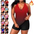 thumbnail image 1 of Mifsaly 2 Piece Swimsuit for Women Plus Size Tankini Swimsuits Gradient Swimwear Sets Halter Swim Tops & Shorts Summer Surfing Beach Vacation Bathing Suits XL, 1 of 7