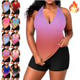 thumbnail image 1 of Mifsaly 2 Piece Swimsuit for Women Plus Size Tankini Swimsuits Gradient Swimwear Sets Halter Swim Tops & Shorts Summer Surfing Beach Vacation Bathing Suits XXL, 1 of 7