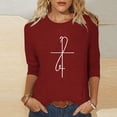 thumbnail image 1 of Mifsaly 3/4 Sleeve Tops for Women Casual Script Faith Graphic Top Crewneck Cotton Shirt Soft Stretchy Slim Fit Summer Blouse Elegant Religious Style Tee S, 1 of 6