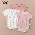 thumbnail image 1 of Mifsaly 3 Pack Baby Girls Boys Short Sleeve Bodysuits Newborn Infant Cotton Bodysuit with Shoulder Snap & Bottom Snap Crotch, 1 of 9