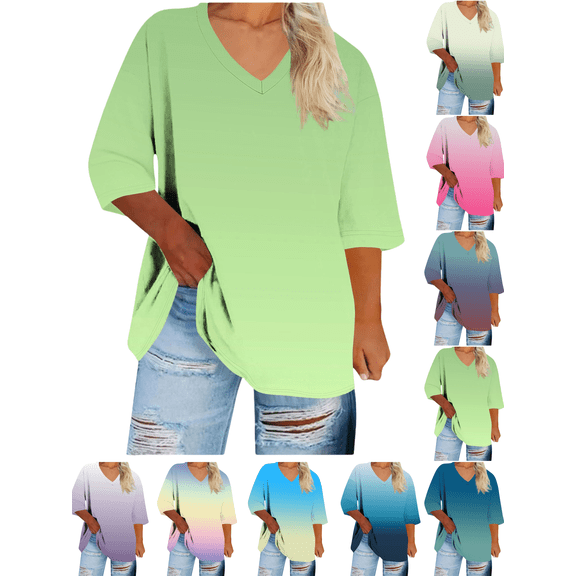 Mifsaly 3X Womens Tops Plus Size Cotton Tshirts V-Neck Short Sleeve Fall Clothes Oversized Summer Blouse Lightweight Comfy Fashion Shirts L