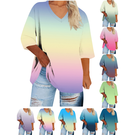 Mifsaly 3X Womens Tops Plus Size Cotton Tshirts V-Neck Short Sleeve Fall Clothes Oversized Summer Blouse Lightweight Comfy Fashion Shirts M