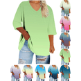 thumbnail image 1 of Mifsaly 3X Womens Tops Plus Size Cotton Tshirts V-Neck Short Sleeve Fall Clothes Oversized Summer Blouse Lightweight Comfy Fashion Shirts M, 1 of 6