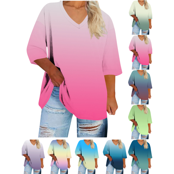 Mifsaly 3X Womens Tops Plus Size Cotton Tshirts V-Neck Short Sleeve Fall Clothes Oversized Summer Blouse Lightweight Comfy Fashion Shirts S