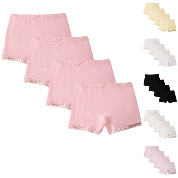 Mifsaly 4 Pack Little Girls Safety Shorts toddler Kids Cotton Boxer Shorts Solid Color Bow Decorations Seamless Stretch Underwear