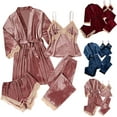 thumbnail image 1 of Mifsaly 4 Piece Pajama Sets Women Lace Patchwork Homewear Sleepwear Robe & Tank Top & Sleep Shorts & Long Pants Soft Valentine Pjs Spring Summer Matching Outfits 2026 L, 1 of 6
