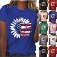 thumbnail image 1 of Mifsaly 4Th Of July T-Shirt Women Casual Sunfloral American Flag Graphic Tee Daily Outing Crewneck Short Sleeve Summer Top Lightweight Breathable Loose Fit Patriotic Shirt L, 1 of 5
