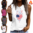 thumbnail image 1 of Mifsaly 4Th of July Tank Tops Women Hearts Falling From Flag Heart Independence Day Sleeveless Top Cotton Comfortable Festival Patriotic Tees XL, 1 of 4
