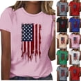 thumbnail image 1 of Mifsaly American Flag T-Shirt for Women Patriotic Graphic Tee Crewneck Short Sleeve 4Th Of July Summer Tops Loose Fit Independence Day Cotton Shirt XL, 1 of 5