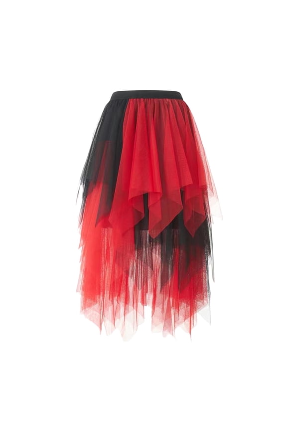 Asymmetrical Tulle Skirt for Women A-Line High Waisted Midi Flowy Skirts Colorful Party Wedding Dance Costume Fashion Outfits XL