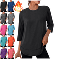 thumbnail image 1 of Mifsaly Athletic Tops for Women Curved Hem 3/4 Sleeve Workout T-Shirt Lightweight Soft Stretchy Running Yoga Tunic Top 2026 Black,M, 1 of 6