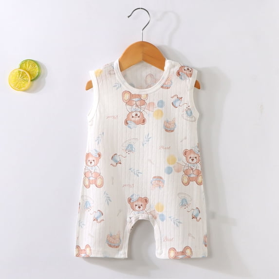 Mifsaly Baby Summer Rompers Sleeveless Cotton Romper Cute Animal Print Toddler Infant One Piece Outfits