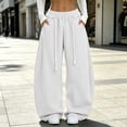 thumbnail image 1 of Mifsaly Barrel Leg Sweatpants Women High Waisted Oversized Lounge Pants Relaxed Fit Comfortable Casual Everyday Bottoms with Pockets White,XL, 1 of 8
