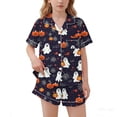 thumbnail image 1 of Mifsaly Big Girls 2 Piece Pajama Sets Halloween Pumpkin Graphic Short Sleeve Button Down Shirts and Shorts Kids Soft Comfortable Sleepwear Holiday Outfits, 1 of 7
