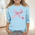 thumbnail image 1 of Mifsaly Bow Shirt Girls 3/4 Sleeve Summer Tops Kids Cotton Tshirts Tween Loose Dressy Casual Blouse Trendy Preppy Outfits Size 3-14 Years, 1 of 5