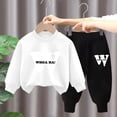 thumbnail image 1 of Mifsaly Boys Girls 2 Piece Tracksuit Sets Letter Print Long Sleeve Crewneck Sweatshirt and Joggers Pants Soft Cotton Outdoor Fall Winter Kids Matching Outfits, 1 of 5