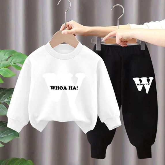 Mifsaly Boys Girls 2 Piece Tracksuit Sets Letter Print Long Sleeve Crewneck Sweatshirt and Joggers Pants Soft Cotton Outdoor Fall Winter Kids Matching Outfits
