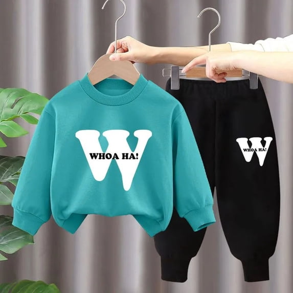 Mifsaly Boys Girls 2 Piece Tracksuit Sets Letter Print Long Sleeve Crewneck Sweatshirt and Joggers Pants Soft Cotton Outdoor Fall Winter Kids Matching Outfits