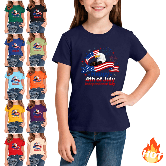 Mifsaly Boys Girls American Flag T-Shirts 4Th Of July Graphic Patriotic Tees Toddler Kids independence Day Summer Crewneck Short Sleeve Casual Tops