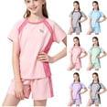 thumbnail image 1 of Mifsaly Boys Girls Athletic Sets Quick-Dry Short Sleeve Athletic Tee and Running Shorts Kids Performance Mesh Training Clothes Summer Playwear, 1 of 9