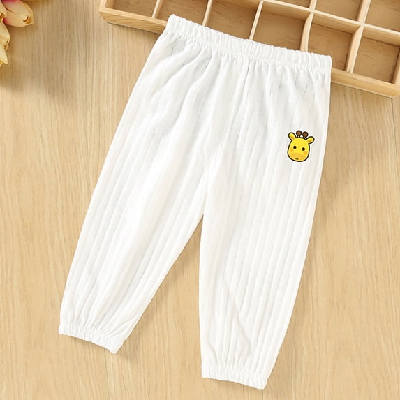 Mifsaly Boys Girls Cotton Pajama Pants Toddler Kids Ribbed Lounge Sleepwear Bottoms Soft Breathable Cute Print Sleep Trousers