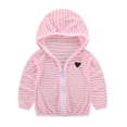 thumbnail image 1 of Mifsaly Boys Girls Lightweight Hooded Jacket Toddler Kids Full Zip Striped Sun Protection Hoodie Cute Heart Embroidery Breathable Long Sleeve Outerwear, 1 of 4