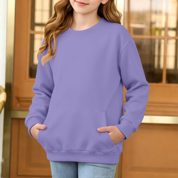 Mifsaly Boys Girls Pullover Sweatshirt Long Sleeve Warm Sweatshirts with Pockets Comfortable Everyday Casual Playwear for Fall Winter
