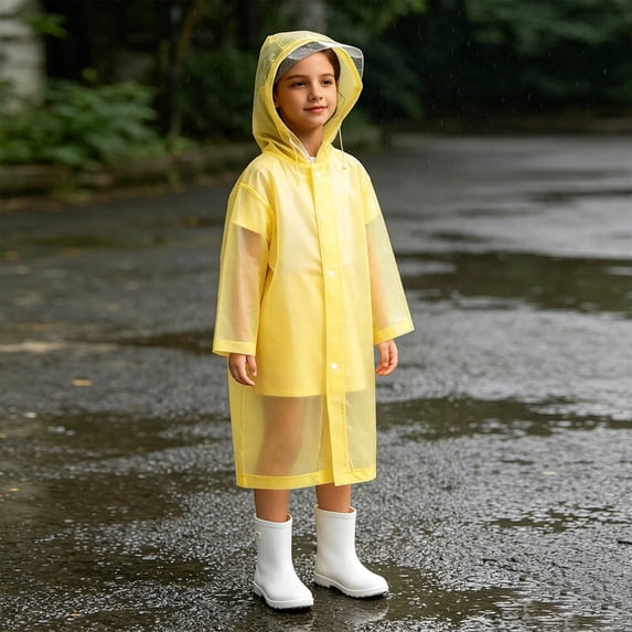 Mifsaly Boys Girls Rain Ponchos for Kids Waterproof Lightweight Long Hooded Rain Jacket Hiking Outdoor Play Raincoat