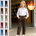 thumbnail image 1 of Mifsaly Boys Girls School Uniform Pants Solid Color Elastic Waist Kids Casual Long Trousers with Pockets Brown,11 Years, 1 of 2
