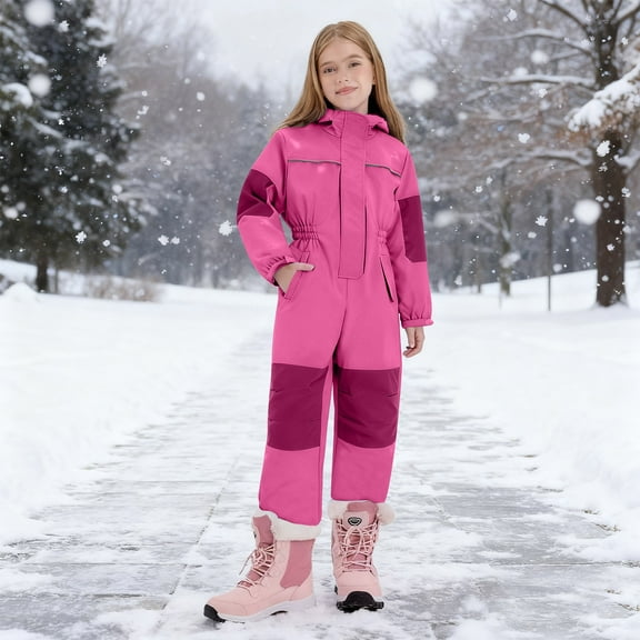 Mifsaly Boys Girls Snowsuit Kids Snow Suit Waterproof Windproof Thicken Warm Ski Suits Trendy Winter Outdoor Thermal Overalls Snowboarding Jumpsuit 2025 Cold Weather Unisex Clothing