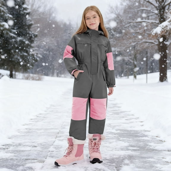 Mifsaly Boys Girls Snowsuit Kids Snow Suit Waterproof Windproof Thicken Warm Ski Suits Trendy Winter Outdoor Thermal Overalls Snowboarding Jumpsuit 2025 Cold Weather Unisex Clothing