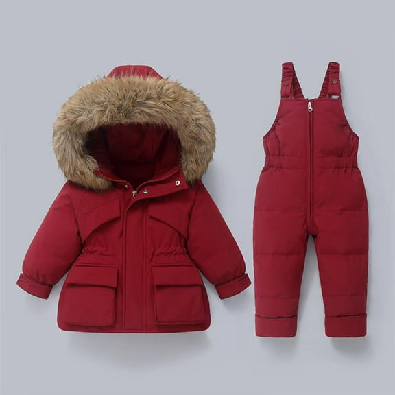 Mifsaly Boys Girls Snowsuit Set Waterproof Windproof Winter 2 Piece Ski Suit Outdoor Thicken Warm Overalls Snowboard Thermal Snowsuit Matching Outfits With Pockets 2025 Cold Weather Clothes