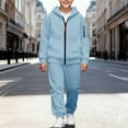 thumbnail image 1 of Mifsaly Boys Girls Sweatsuit 2 Piece Teen Casual Tracksuit Set Kids Full Zip Hooded Jacket Teen Hoodie Tween Baggy Straight Leg Athletic Joggers with Pockets Running Unisex Preppy Matching Outfits, 1 of 9