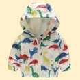 thumbnail image 1 of Mifsaly Boys Girls Windbreaker Jacket Kids Dinosaur Graphic Print Lightweight Windproof Hooded Full Zip Raincoat, 1 of 4