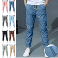 thumbnail image 1 of Mifsaly Boys Joggers Kids Lightweight Cotton Linen Pants Elastic Waist Drawstring Summer Casual Tapered Trousers with Pockets, 1 of 8