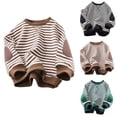 thumbnail image 1 of Mifsaly Boys Striped Sweatshirt Kids Crewneck Long Sleeve Pullover Tops Casual Warm Fall Winter School Clothes, 1 of 3