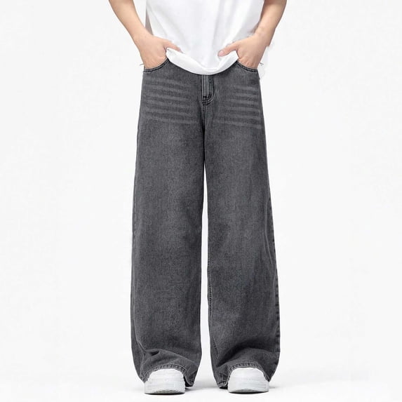 Mifsaly Boys Wide Leg Jeans Teen Baggy High Waist Denim Pants Relaxed Fit Going Out Casual Streetwear with Pockets