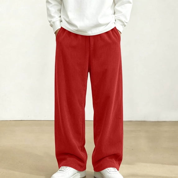 Mifsaly Boys Wide Leg Sweatpants Elastic Waist Corduroy Pants with Pockets Soft Comfortable Home Fall Winter Lounge Jogger Pant