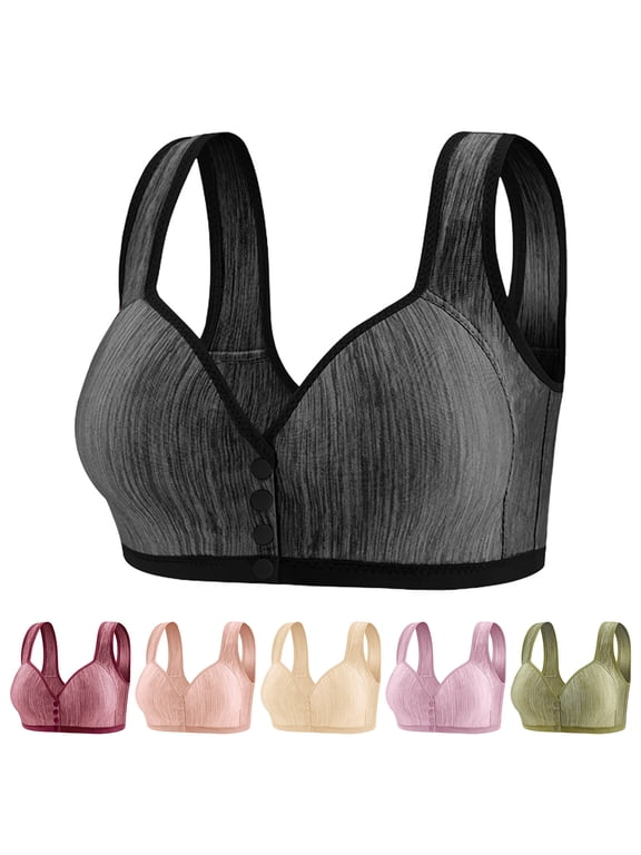 Bras for Women Front Closure Plus Size Wireless Full Coverage Bras with Wide Straps Soft Supportive Bralette Seamless Comfort Underwear