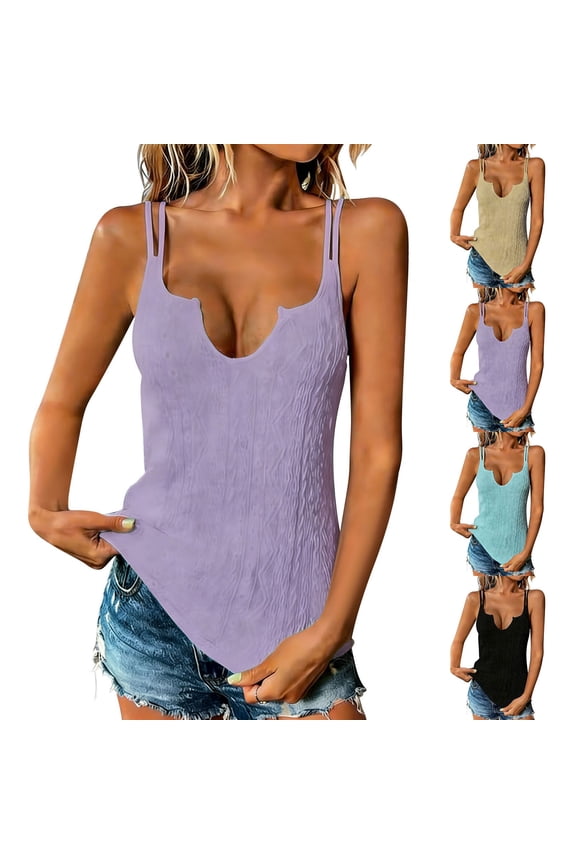 Cami Tank Tops for Women Sleeveless Summer Casual Slim Fit Strappy Shirts Going Out Flattering Low Cut Undershirts 2026 Purple,XL