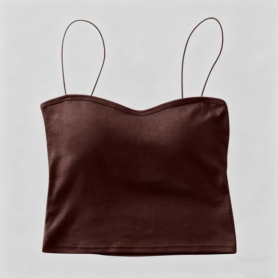 Mifsaly Camisole with Built in Bra for Women Square Neck Spaghetti Strap Cami Shirts Seamless Lightweight Slim Fit Layering Tank Tops Coffee,Free Size