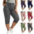 thumbnail image 1 of Mifsaly Capri Pants for Women Plus Size Casual Mid Rise Cargo Capris Lightweight Loose Fit Outdoor Summer Utility Cropped Trousers with Pockets Gray,XXXXL, 1 of 8