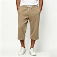 thumbnail image 1 of Mifsaly Capri Sweatpants for Men Drawstring Elastic Waist Lounge Capris Front Seam Comfortable Casual Relaxed Fit Workout Everyday Outfits with Pockets Khaki,XL, 1 of 9