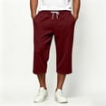 thumbnail image 1 of Mifsaly Capri Sweatpants for Men Drawstring Elastic Waist Lounge Capris Front Seam Comfortable Casual Relaxed Fit Workout Everyday Outfits with Pockets Wine,S, 1 of 8